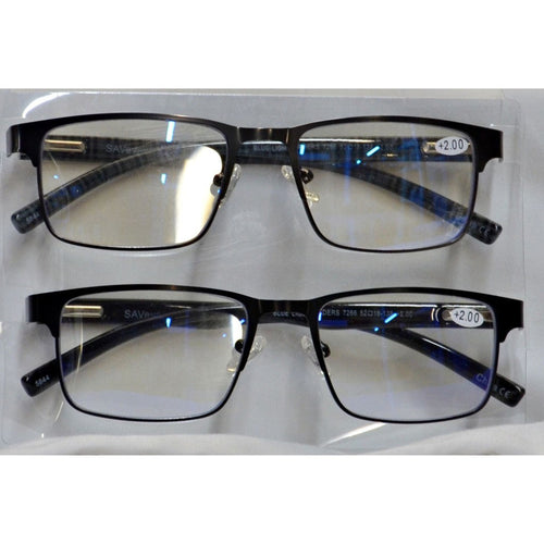 Innovative Eyewear Readers, Strength +2.00, Pack of 2 - Black and Plaid