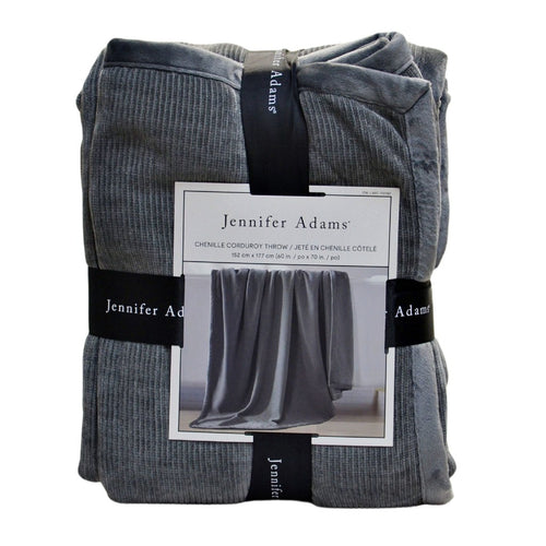 Jennifer Adams Chenille Corduroy Throw 152cm x 177cm Graphite
