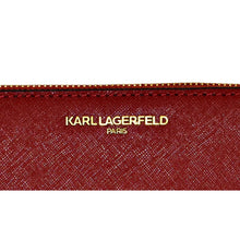 Load image into Gallery viewer, Karl Lagerfeld Paris Women&#39;s Leather Zip Around Wallet Red
