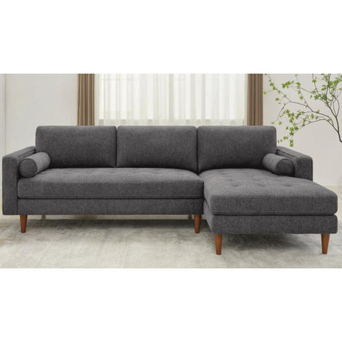 King Fabric Right Hand Facing Sofa Chaise Dark Grey