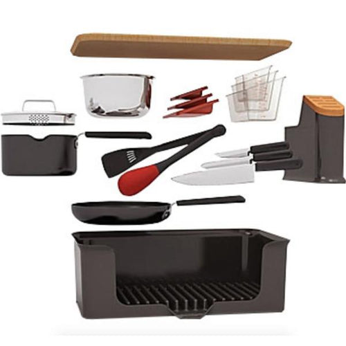 Kitchen in a Box 14Pc Cookware Set - Black