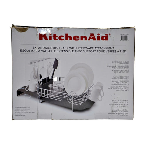 KitchenAid Expandable Dish Rack with Stemware Attachment