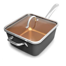 Load image into Gallery viewer, Kitchensmith By Bella Copper Titanium Square Pan Set 9.5&quot;
