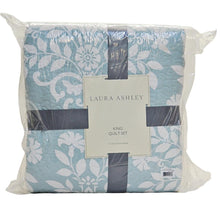 Load image into Gallery viewer, Laura Ashley Rowland Cotton Reversible 3 Piece Quilt Set King - Light Blue
