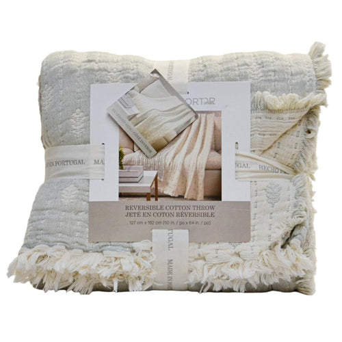 Life Comfort Reversible Cotton Throw Grey/Beige