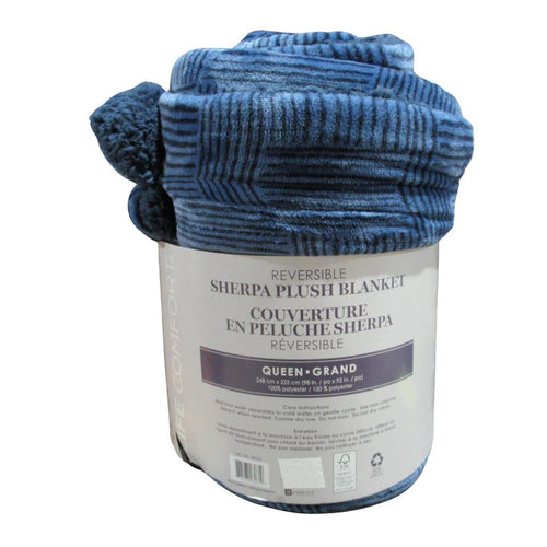 Life Comfort Reversible Sherpa Plush Blanket Blue