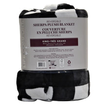 Load image into Gallery viewer, Life Comfort Reversible Sherpa Plush Blanket - King Black/White Checker
