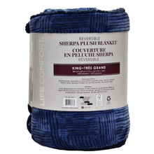 Load image into Gallery viewer, Life Comfort Reversible Sherpa Plush Blanket - King Blue
