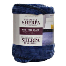 Load image into Gallery viewer, Life Comfort Reversible Sherpa Plush Blanket - King Blue

