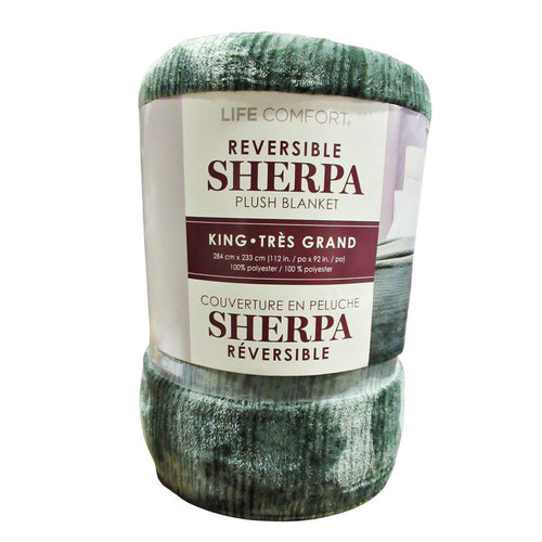 Life Comfort Sherpa Plush Blanket King Green