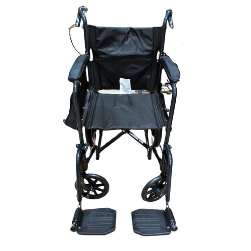 Medline Excel Deluxe Aluminum Transport Chair Black