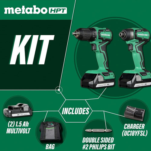 Metabo HPT Cordless 18V Drill and Impact Driver Combo Kit