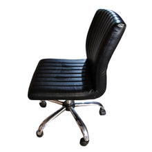 Load image into Gallery viewer, Mid Back Leather Contemporary Ribbed Swivel Office Chair Black
