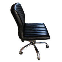 Load image into Gallery viewer, Mid Back Leather Contemporary Ribbed Swivel Office Chair Black
