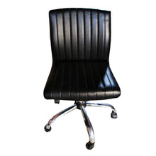 Load image into Gallery viewer, Mid Back Leather Contemporary Ribbed Swivel Office Chair Black
