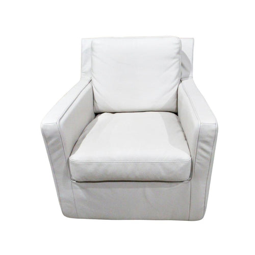 Natuzzi Top Grain Leather Swivel Armchair Beige