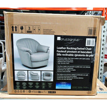 Load image into Gallery viewer, Natuzzi Top Grain Leather Swivel Rocking Chair Grey
