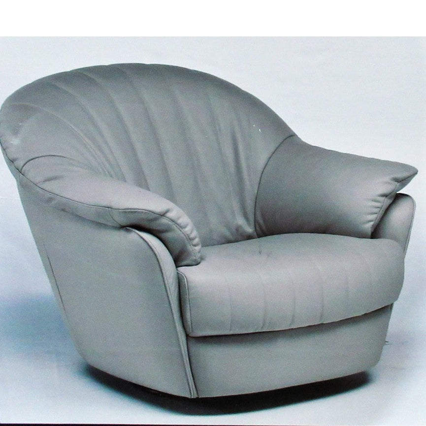 Natuzzi Top Grain Leather Swivel Rocking Chair Grey – Liquidation Nation
