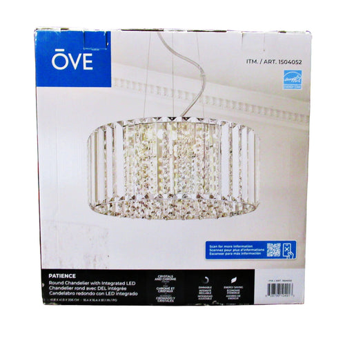 OVE Patience LED Integrated Chandelier in Chrome w/Crystal Accents