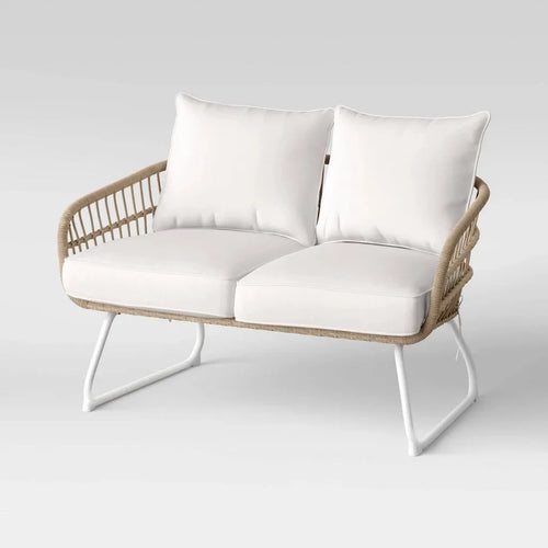 Opalhouse Southport Wicker Patio Loveseat - White/Linen