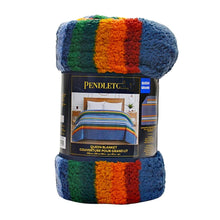 Load image into Gallery viewer, Pendleton Sherpa Blanket Multi-Colour Stripe Queen
