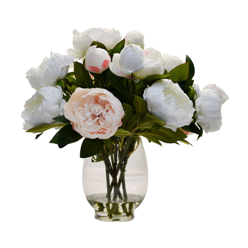 Peony Faux Floral Arrangement with Glass Vase 45.7 cm