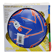 Load image into Gallery viewer, Player Sports Official Size Soccer Ball - Blue with Red &amp; White
