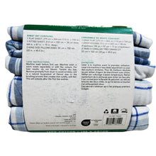 Load image into Gallery viewer, Portuguese Flannel 4-piece Sheet Set King White/Blue-Liquidation Store
