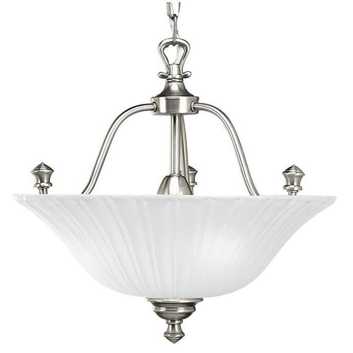 Progress Lighting Semi-Flush Light with Etched Glass Antique Nickel