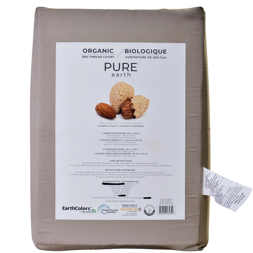 Pure Earth Organic Comforter 3-Piece Set Queen Taupe – Liquidation