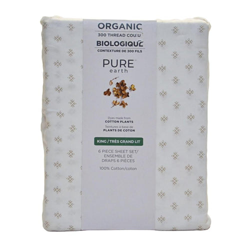 Pure Earth Organic Cotton 6 piece Sheet Set King - Beige
