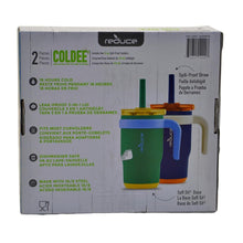 Load image into Gallery viewer, REDUCE 14 Oz Coldee Tumbler with Handle for Kids (Varsity Blue/Green)
