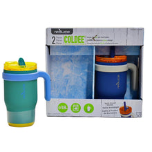 Load image into Gallery viewer, REDUCE 414ml each Coldee Tumbler with Handle for Kids (Varsity Blue/Green)-Liquidation
