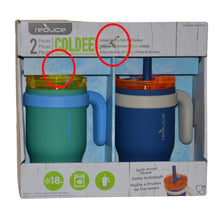 Load image into Gallery viewer, REDUCE 14 Oz Coldee Tumbler with Handle for Kids (Varsity Blue/Green)
