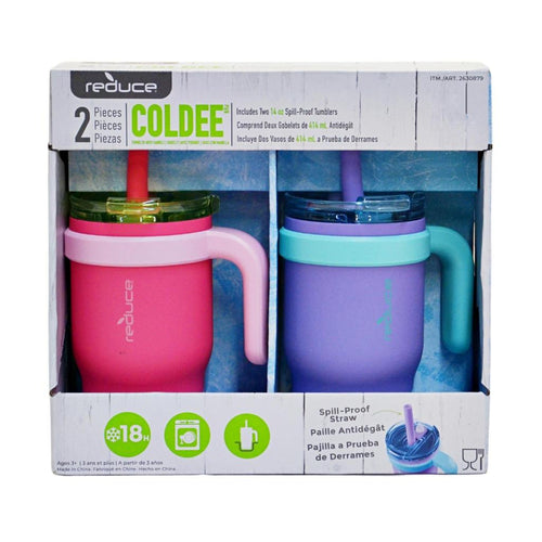 REDUCE 414ml Coldee Tumbler with Handle for Kids (Magnetic Purple/Pink)