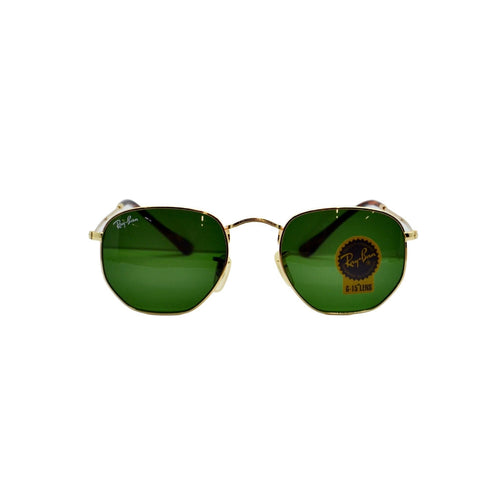 Ray-Ban Geometric Unisex Sunglasses - RB3548N Gold Frame Green Lenses