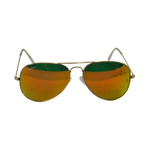 Ray-Bans Aviator Classic Unisex - RB3025 Polished Gold Frame Green Lens with Orange Flash