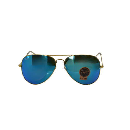 Ray-Bans Aviator Large Metal II Unisex - RB3026 Polished Gold Frame Brown Lenses with Blue Mirror