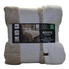 Load image into Gallery viewer, Roots Home Reversible Sherpa Comforter Set 3pc King Beige
