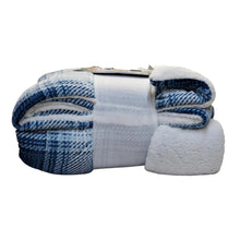 Load image into Gallery viewer, Roots Home Reversible Sherpa Comforter Set 3pc King Blue and White-Home-Liquidation Nation
