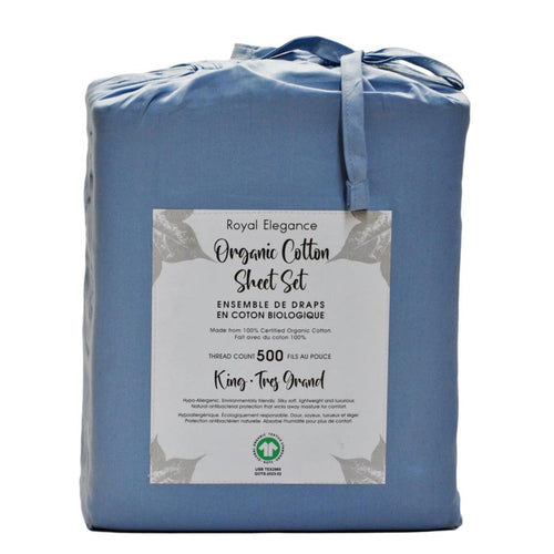 Royal Elegance Organic Cotton Sheet Set 4-pc Celestial Blue King