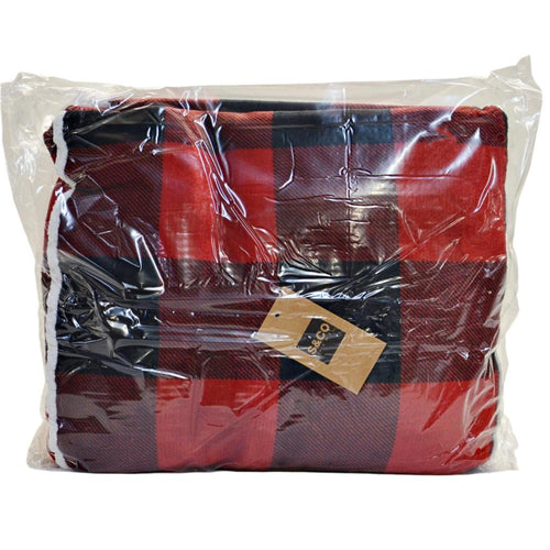 S & Co. Home - Hooded Throw with Sherpa - Red Plaid