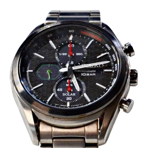 Seiko Men's Macchina Sportiva Solar Chronograph Black dial Watch SSC803P1