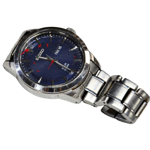 Seiko Women's Silver Stainless Diamond Accent Blue Dial Watch SKK889P1