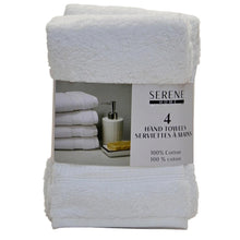 Load image into Gallery viewer, Serene Home set of 4 Hand Towels - White
