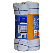 Load image into Gallery viewer, Simmons Down Alternative Blanket Queen Diamond Pattern White/Blue Beige
