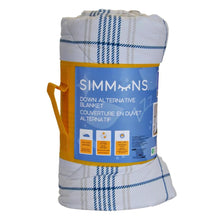 Load image into Gallery viewer, Simmons Down Alternative Blanket Queen Diamond Pattern White/Blue Beige

