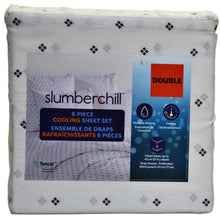 Load image into Gallery viewer, Slumberchill Cooling 6-Piece Sheet Set - Double - White with Black Diamond Geo
