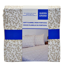 Load image into Gallery viewer, Soft Flannel from Portugal 4 Piece Sheet Set Queen Cream with Print
