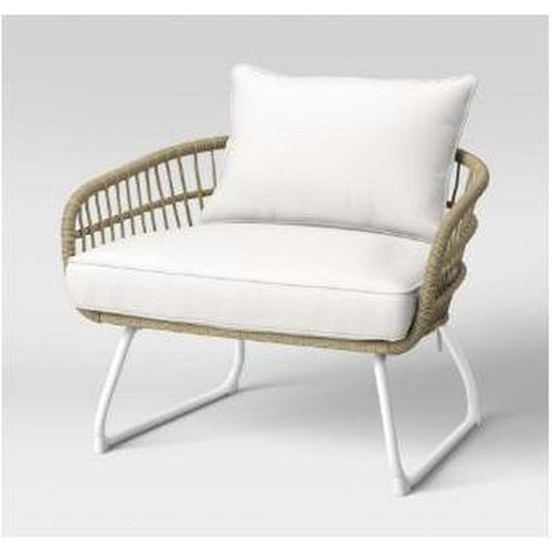 Southport Patio Wicker Steel Frame Chair White